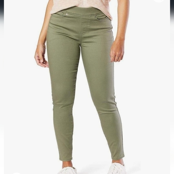 Levi Strauss Signature Hold Pull On Skinny Pants Jeans Olive Green 14S | 32x28 - Picture 1 of 10